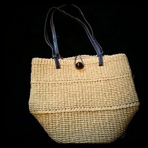 Cherokee lined straw bag-11x12 1/2x7 inches